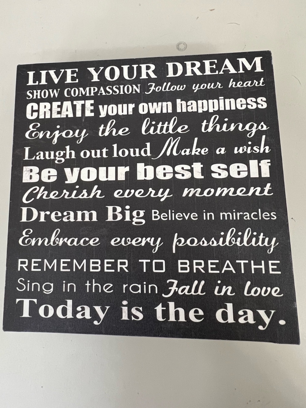 PERSONAL ENCOURAGEMENT INSPIRATIONAL HAPPINESS CANVAS PLAQUE